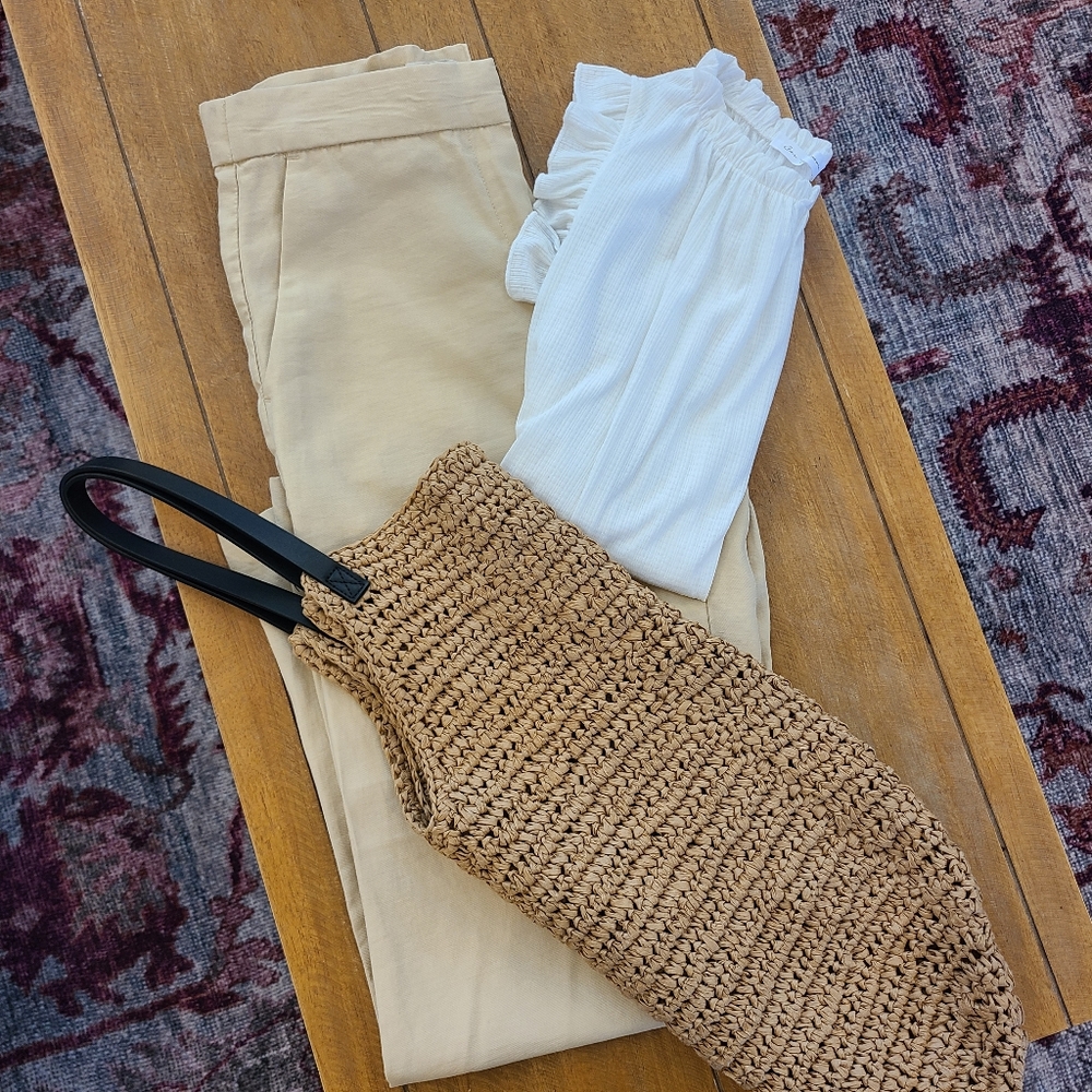 H&M linen blend trouser pant